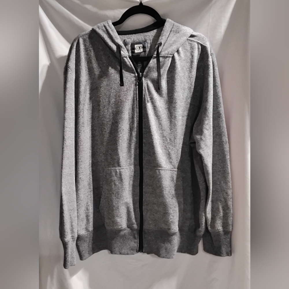OP Ocean Pacific Hoodie Sweatshirt Mens Size 2XL Gray Full Zip Hooded Sweater